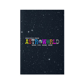 Обложка для паспорта матовая кожа с принтом Astroworld в Новосибирске, натуральная матовая кожа | размер 19,3 х 13,7 см; прозрачные пластиковые крепления | Тематика изображения на принте: astroworld | music | travis scott | музыка | трэвис скотт