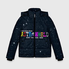 Зимняя куртка для мальчиков 3D с принтом Astroworld в Новосибирске, ткань верха — 100% полиэстер; подклад — 100% полиэстер, утеплитель — 100% полиэстер | длина ниже бедра, удлиненная спинка, воротник стойка и отстегивающийся капюшон. Есть боковые карманы с листочкой на кнопках, утяжки по низу изделия и внутренний карман на молнии. 

Предусмотрены светоотражающий принт на спинке, радужный светоотражающий элемент на пуллере молнии и на резинке для утяжки | Тематика изображения на принте: astroworld | music | travis scott | музыка | трэвис скотт