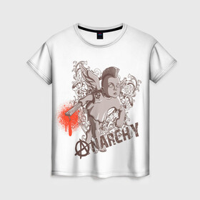 Женская футболка 3D с принтом АНГЕЛ АНАРХИИ в Новосибирске, 100% полиэфир ( синтетическое хлопкоподобное полотно) | прямой крой, круглый вырез горловины, длина до линии бедер | anarchy | angel | art | blood | punk | анархия | ангел | ирокез | кровь | крылья | культура | мальчик | панк | символ | узор