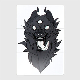 Магнитный плакат 2Х3 с принтом Адская гончая в Новосибирске, Полимерный материал с магнитным слоем | 6 деталей размером 9*9 см | ад | адская собака | адский пёс | арт | глаза | гончая | мистика | рисунок | рога | чёрно белый | черно белый рисунок