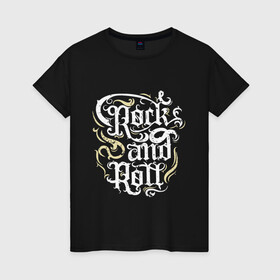Женская футболка хлопок с принтом Rock and roll grunge в Новосибирске, 100% хлопок | прямой крой, круглый вырез горловины, длина до линии бедер, слегка спущенное плечо | and | grunge | heavy | metal | music | n | retro | rock | roll | vintage | гитара | музыка | рок | тяжелый