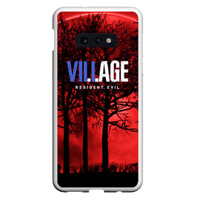 Чехол для Samsung S10E с принтом Resident Evil Village в Новосибирске, Силикон | Область печати: задняя сторона чехла, без боковых панелей | Тематика изображения на принте: horror | resident evil | resident evil 8 | village | виладж | виллейдж | деревня | игры | логотипы игр | резидент ивел | резидент ивел виладж | резидент эвил | хоррор