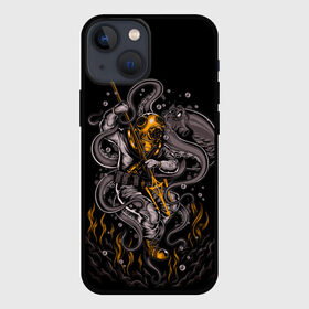 Чехол для iPhone 13 mini с принтом ПОДВОДНАЯ БИТВА в Новосибирске,  |  | battle | ocean | octopus | sea | tentacles | аквалангист | битва | бой | водолаз | глубина | дно | кальмар | море | океан | осминог | пучина | трезубец | щупальца