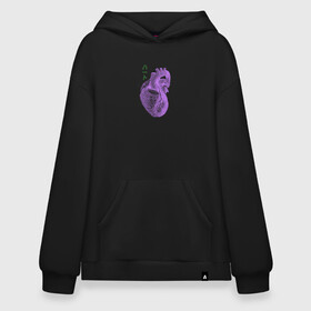 Худи SuperOversize хлопок с принтом Purple heart в Новосибирске, 70% хлопок, 30% полиэстер, мягкий начес внутри | карман-кенгуру, эластичная резинка на манжетах и по нижней кромке, двухслойный капюшон
 | анатомия | иероглифы | надпись на японском | орган | сердце | человек