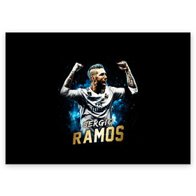 Поздравительная открытка с принтом Серхио Рамос Реал Мадрид в Новосибирске, 100% бумага | плотность бумаги 280 г/м2, матовая, на обратной стороне линовка и место для марки
 | Тематика изображения на принте: sergio ramos | sr4 | номер 4 | реал мадрид | сборная испании | серхио рамос | футбол | футболист