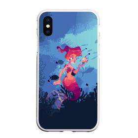 Чехол для iPhone XS Max матовый с принтом Mermaid Русалочка (Z) в Новосибирске, Силикон | Область печати: задняя сторона чехла, без боковых панелей | Тематика изображения на принте: mermaid | naiad | nymph | rusalka | ведява | водяница | восточнославянская мифология | дух | лесовица | мифология | морская дева | нимфа | русал | русалии | русалка | русалочка | ундина | фараонка