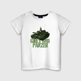 Детская футболка хлопок с принтом Girls und Panzer св Глориана в Новосибирске, 100% хлопок | круглый вырез горловины, полуприлегающий силуэт, длина до линии бедер | darjeeling | girls und panzer | girls und panzer правда | дарджилинг | девочки и танки | девушки и танки | катюша | нисидзуми михо | правда | танки