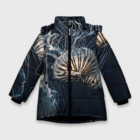 Зимняя куртка для девочек 3D с принтом Рисунок медуза в Новосибирске, ткань верха — 100% полиэстер; подклад — 100% полиэстер, утеплитель — 100% полиэстер. | длина ниже бедра, удлиненная спинка, воротник стойка и отстегивающийся капюшон. Есть боковые карманы с листочкой на кнопках, утяжки по низу изделия и внутренний карман на молнии. 

Предусмотрены светоотражающий принт на спинке, радужный светоотражающий элемент на пуллере молнии и на резинке для утяжки. | medusa | арт | животные | медузы | рисунок | рыбы | щупальца