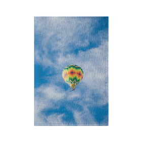 Обложка для паспорта матовая кожа с принтом Воздушный шар в небе в Новосибирске, натуральная матовая кожа | размер 19,3 х 13,7 см; прозрачные пластиковые крепления | воздушные | воздушный | небеса | небесный | небо | облака | облако | туча | тучи | шар | шары