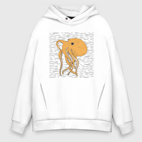 Мужское худи Oversize хлопок с принтом Осьминог в Новосибирске, френч-терри — 70% хлопок, 30% полиэстер. Мягкий теплый начес внутри —100% хлопок | боковые карманы, эластичные манжеты и нижняя кромка, капюшон на магнитной кнопке | Тематика изображения на принте: cute | octopus | милый | осьминог | осьминожка | тентакли