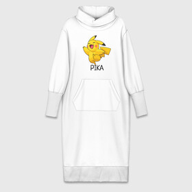 Платье удлиненное хлопок с принтом Веселый Пикачу в Новосибирске,  |  | anime | picachu | pikachu | аниме | милый | пика | пикачу | покебол | покемон