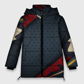 Женская зимняя куртка Oversize с принтом 3D Dark red & black в Новосибирске, верх — 100% полиэстер; подкладка — 100% полиэстер; утеплитель — 100% полиэстер | длина ниже бедра, силуэт Оверсайз. Есть воротник-стойка, отстегивающийся капюшон и ветрозащитная планка. 

Боковые карманы с листочкой на кнопках и внутренний карман на молнии | 3d | 3д | sport | абстракция | линии | паттерн | соты | спортивный стиль | текстуры