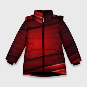 Зимняя куртка для девочек 3D с принтом 3D red Абстрактные линии в Новосибирске, ткань верха — 100% полиэстер; подклад — 100% полиэстер, утеплитель — 100% полиэстер. | длина ниже бедра, удлиненная спинка, воротник стойка и отстегивающийся капюшон. Есть боковые карманы с листочкой на кнопках, утяжки по низу изделия и внутренний карман на молнии. 

Предусмотрены светоотражающий принт на спинке, радужный светоотражающий элемент на пуллере молнии и на резинке для утяжки. | 3d | 3д | sport | абстракция | линии | паттерн | соты | спортивный стиль | текстуры