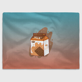 Плед 3D с принтом Шоколадное молоко в коробке в Новосибирске, 100% полиэстер | закругленные углы, все края обработаны. Ткань не мнется и не растягивается | еда | коробка | молоко | молочко | персик | персиковое молоко