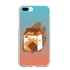 Чехол для iPhone 7Plus/8 Plus матовый с принтом Шоколадное молоко в коробке в Новосибирске, Силикон | Область печати: задняя сторона чехла, без боковых панелей | еда | коробка | молоко | молочко | персик | персиковое молоко