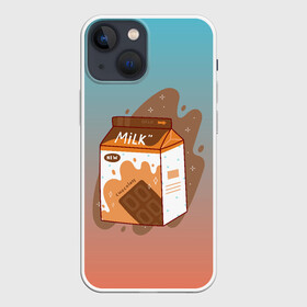 Чехол для iPhone 13 mini с принтом Шоколадное молоко в коробке в Новосибирске,  |  | еда | коробка | молоко | молочко | персик | персиковое молоко