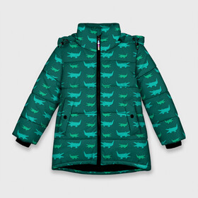 Зимняя куртка для девочек 3D с принтом Крокодилы в Новосибирске, ткань верха — 100% полиэстер; подклад — 100% полиэстер, утеплитель — 100% полиэстер. | длина ниже бедра, удлиненная спинка, воротник стойка и отстегивающийся капюшон. Есть боковые карманы с листочкой на кнопках, утяжки по низу изделия и внутренний карман на молнии. 

Предусмотрены светоотражающий принт на спинке, радужный светоотражающий элемент на пуллере молнии и на резинке для утяжки. | alligator | crocodile | reptile | аллигатор | крокодил | крокодильчик