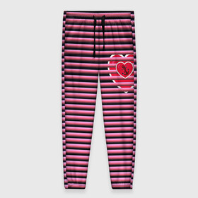 Женские брюки 3D с принтом Розовое лето в Новосибирске, полиэстер 100% | прямой крой, два кармана без застежек по бокам, с мягкой трикотажной резинкой на поясе и по низу штанин. В поясе для дополнительного комфорта — широкие завязки | для девушек | лето | полосы | популярные иллюстрации | розовый цвет | сердечки | тельняшка | якорь