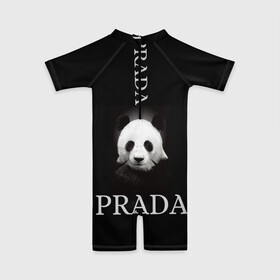 Детский купальный костюм 3D с принтом PANDA PRADA в Новосибирске, Полиэстер 85%, Спандекс 15% | застежка на молнии на спине | panda | добро | животное | панда | панды