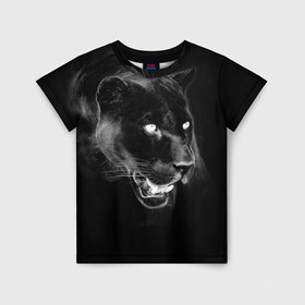 Детская футболка 3D с принтом Panther в Новосибирске, 100% гипоаллергенный полиэфир | прямой крой, круглый вырез горловины, длина до линии бедер, чуть спущенное плечо, ткань немного тянется | animal | panther | roar | wild | пантера