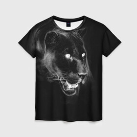 Женская футболка 3D с принтом Panther в Новосибирске, 100% полиэфир ( синтетическое хлопкоподобное полотно) | прямой крой, круглый вырез горловины, длина до линии бедер | animal | panther | roar | wild | пантера
