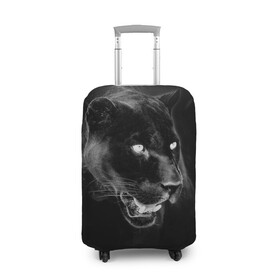 Чехол для чемодана 3D с принтом Panther в Новосибирске, 86% полиэфир, 14% спандекс | двустороннее нанесение принта, прорези для ручек и колес | animal | panther | roar | wild | пантера