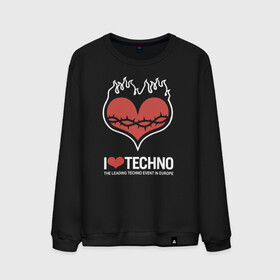 Мужской свитшот хлопок с принтом I love techno в Новосибирске, 100% хлопок |  | i love techno | love | techno | техно | я люблю техно