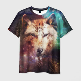 Мужская футболка 3D с принтом Красивый волк в Новосибирске, 100% полиэфир | прямой крой, круглый вырез горловины, длина до линии бедер | Тематика изображения на принте: wolf | ауф | волк | животные | зверобой | зверь | красивый