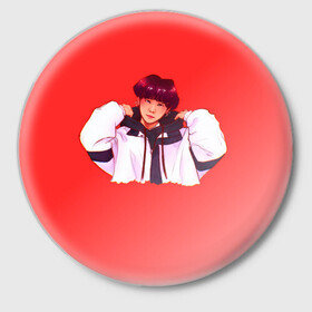 Значок с принтом Suga Red в Новосибирске,  металл | круглая форма, металлическая застежка в виде булавки | bts | pop | битиэс | бтс | ви | джей хоуп | джонгук | корейцы | музыка | поп | попса | рм | чимин | чин сюги