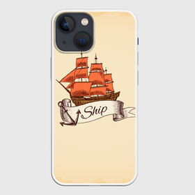 Чехол для iPhone 13 mini с принтом Корабль Ship в Новосибирске,  |  | ship | ships | whale | кит | киты | корабли | кораблики | море | морские | морское | якорь