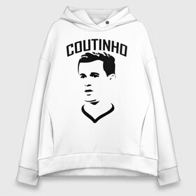 Женское худи Oversize хлопок с принтом Coutinho черный портрет в Новосибирске, френч-терри — 70% хлопок, 30% полиэстер. Мягкий теплый начес внутри —100% хлопок | боковые карманы, эластичные манжеты и нижняя кромка, капюшон на магнитной кнопке | ac milan | barcelona | champions | fifa | philippe coutinho correia | soccer | uefa | барселона | коутиньё | коутинью | лига чемпионов | сборная бразилии | спорт | уефа | филиппе коутиньо | фифа | фк | футбол | футболист | ф