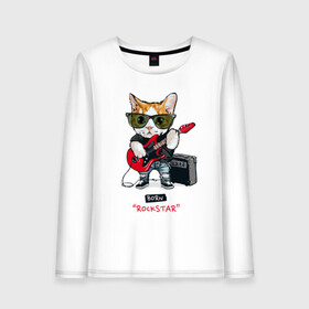 Женский лонгслив хлопок с принтом КРУТОЙ КОТ ГИТАРИСТ в Новосибирске, 100% хлопок |  | and | cat | cats | cute | funny | guitar | heavy | kitten | kitty | meow | metal | music | n | pet | playing | rock | roll | star | гитара | гитарист | кот | котик | коты | кошка | кошки | крутой | музыка | рок