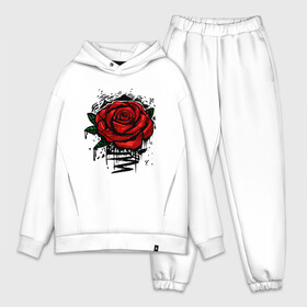 Мужской костюм хлопок OVERSIZE с принтом Красная Роза | Red Rose в Новосибирске,  |  | flower | flowers | green | nature | pattern | red | rose | roses | spring | summer | весна | зеленый | краски | красная | лето | листва | листья | паттерн | природа | роза | розы | узор | фауна | флора | цветок | цветы