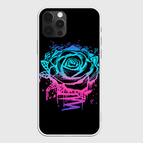 Чехол для iPhone 12 Pro с принтом Неоновая Роза Neon Rose в Новосибирске, силикон | область печати: задняя сторона чехла, без боковых панелей | flower | flowers | green | nature | neon | pattern | red | rose | roses | spring | summer | весна | зеленый | краски | красная | лето | листва | листья | неон | неоновая | паттерн | природа | роза | розы | узор | фауна | флора | цветок | цветы