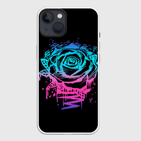 Чехол для iPhone 13 с принтом Неоновая Роза | Neon Rose в Новосибирске,  |  | flower | flowers | green | nature | neon | pattern | red | rose | roses | spring | summer | весна | зеленый | краски | красная | лето | листва | листья | неон | неоновая | паттерн | природа | роза | розы | узор | фауна | флора | цветок | цветы