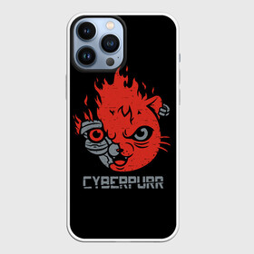 Чехол для iPhone 13 Pro Max с принтом СYBERPURR в Новосибирске,  |  | 2077 | animal | cat | cyber | cyberpunk | fire | flame | future | neon | purr | technology | будущее | демон | животное | кибер | кот | кошка | микросхема | мур | мурлыкать | нейроны | неон | огонь | очки | свечение | технологии | шлем