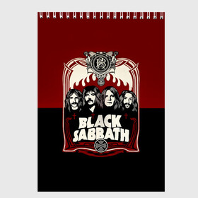 Скетчбук с принтом Black Sabbath в Новосибирске, 100% бумага
 | 48 листов, плотность листов — 100 г/м2, плотность картонной обложки — 250 г/м2. Листы скреплены сверху удобной пружинной спиралью | Тематика изображения на принте: bill ward | black sabbath | geezer butler | hard rock | heavy metall | ozzy osbourne | tony iommi | англия | блэк | рок | саббат