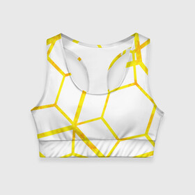 Женский спортивный топ 3D с принтом Hexagon в Новосибирске, 82% полиэстер, 18% спандекс Ткань безопасна для здоровья, позволяет коже дышать, не мнется и не растягивается |  | hexagon | high tech | lines | sun | yellow | линии | многоугольник | насыщенный желтый | паутина | солнце | хай тек | шестиугольник | яркий