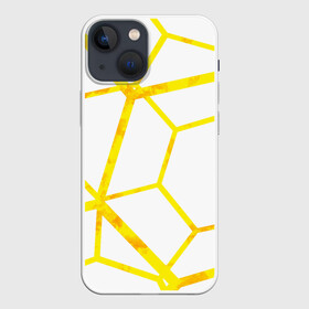 Чехол для iPhone 13 mini с принтом Hexagon в Новосибирске,  |  | hexagon | high tech | lines | sun | yellow | линии | многоугольник | насыщенный желтый | паутина | солнце | хай тек | шестиугольник | яркий