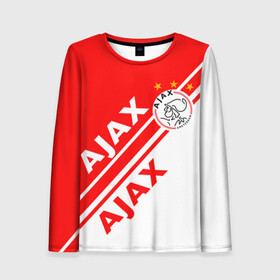 Женский лонгслив 3D с принтом FC AJAX AMSTERDAM / ФК АЯКС в Новосибирске, 100% полиэстер | длинные рукава, круглый вырез горловины, полуприлегающий силуэт | ajax amsterdam | fifa | football | football club. | sport | uefa | английская премьер лига | аякс амстердам | лига финал | матч | спорт | уефа | финал | фифа | футбол | футбольный клуб