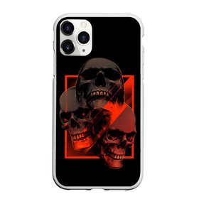 Чехол для iPhone 11 Pro матовый с принтом Skulls | Черепа в Новосибирске, Силикон |  | Тематика изображения на принте: bones | dark | darkness | dead | death | head | human | red | skull | skulls | голова | кости | красный | мертвец | мертвый | темнота | темный | тьма | человек | череп | черепа