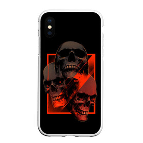 Чехол для iPhone XS Max матовый с принтом Skulls | Черепа в Новосибирске, Силикон | Область печати: задняя сторона чехла, без боковых панелей | Тематика изображения на принте: bones | dark | darkness | dead | death | head | human | red | skull | skulls | голова | кости | красный | мертвец | мертвый | темнота | темный | тьма | человек | череп | черепа