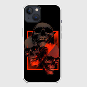 Чехол для iPhone 13 с принтом Skulls | Черепа в Новосибирске,  |  | bones | dark | darkness | dead | death | head | human | red | skull | skulls | голова | кости | красный | мертвец | мертвый | темнота | темный | тьма | человек | череп | черепа