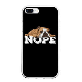 Чехол для iPhone 7Plus/8 Plus матовый с принтом Ленивый Бульдог в Новосибирске, Силикон | Область печати: задняя сторона чехла, без боковых панелей | animals | bulldog | dog | english | lazy | meme | memes | nope | английский | бульдог | дог | животные | ленивый | мем | нет | пес | собака