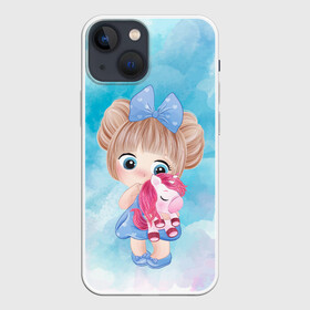 Чехол для iPhone 13 mini с принтом Девочка и пони в Новосибирске,  |  | Тематика изображения на принте: арт | графика | девочка | единорог | мультяшка | пони