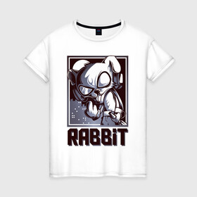 Женская футболка хлопок с принтом Rabbit в Новосибирске, 100% хлопок | прямой крой, круглый вырез горловины, длина до линии бедер, слегка спущенное плечо | арт | графика | животные | заяц | звери | кролик