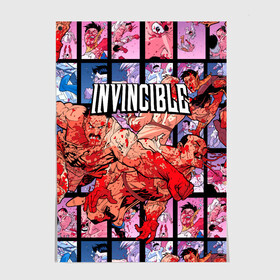 Постер с принтом Неуязвимый (Invincible) в Новосибирске, 100% бумага
 | бумага, плотность 150 мг. Матовая, но за счет высокого коэффициента гладкости имеет небольшой блеск и дает на свету блики, но в отличии от глянцевой бумаги не покрыта лаком | damien darkblood | invincible | дэмиен даркблад | мультсериал | непобедимый | неуязвимый