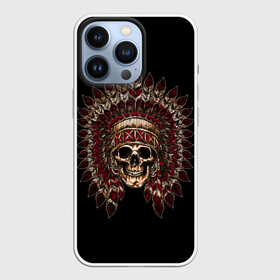 Чехол для iPhone 13 Pro с принтом Череп Индейца в Новосибирске,  |  | skulls | xo | букет | градиент | животные | индеец | кости | мозги | паттерн | перья | полосы | природа | розы | скелет | текстура | узор | хо | цветы | черепа | черный | яркий