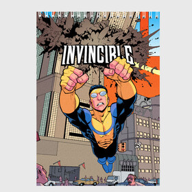 Скетчбук с принтом Неуязвимый (Invincible) в Новосибирске, 100% бумага
 | 48 листов, плотность листов — 100 г/м2, плотность картонной обложки — 250 г/м2. Листы скреплены сверху удобной пружинной спиралью | damien darkblood | invincible | дэмиен даркблад | мультсериал | непобедимый | неуязвимый