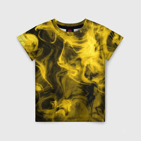 Детская футболка 3D с принтом Желтый Неоновый Дым в Новосибирске, 100% гипоаллергенный полиэфир | прямой крой, круглый вырез горловины, длина до линии бедер, чуть спущенное плечо, ткань немного тянется | smoke | дым | неон | разводы | смог